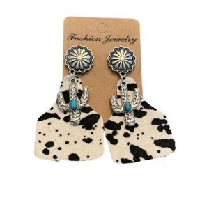 Western cow  hide earring
